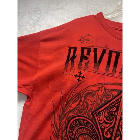 MMA Elite Tshirt Revolution “Live Free” Y2K Goth Sz 2XL Red Fleur De Lis Cross - Picture 11 of 14